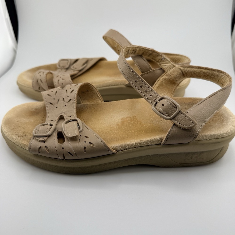 SAS Duo Sandal Tan Womens 6 W Tripad Comfort Strappy Leather Tan Vintage - Picture 2 of 9